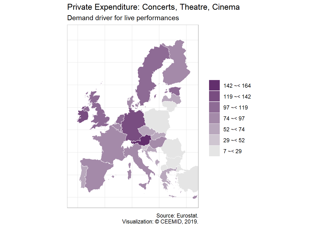 Comparison of CEE Median Concert Ticket Prices